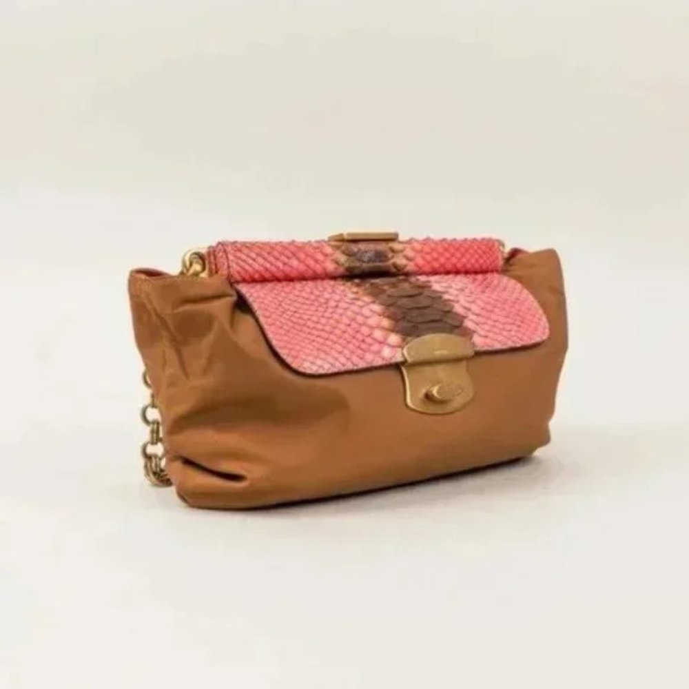 Prada Brandy Tessuto Python Chain Shoulder Bag - image 2